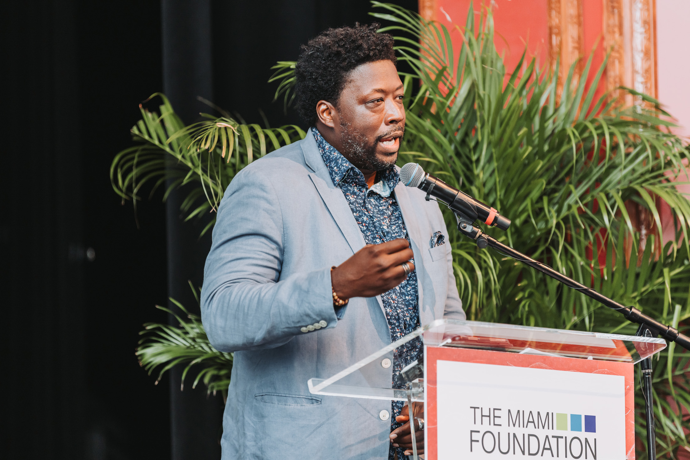 Darius Daughtry speaks at a podium