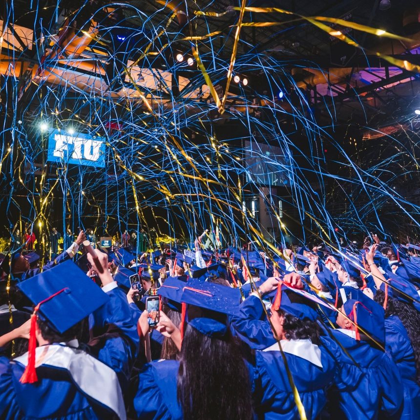 Photo of FIU graduation 2025; Photo credits: Margarita Rentis, Genesis Ibarra and Marc Funes