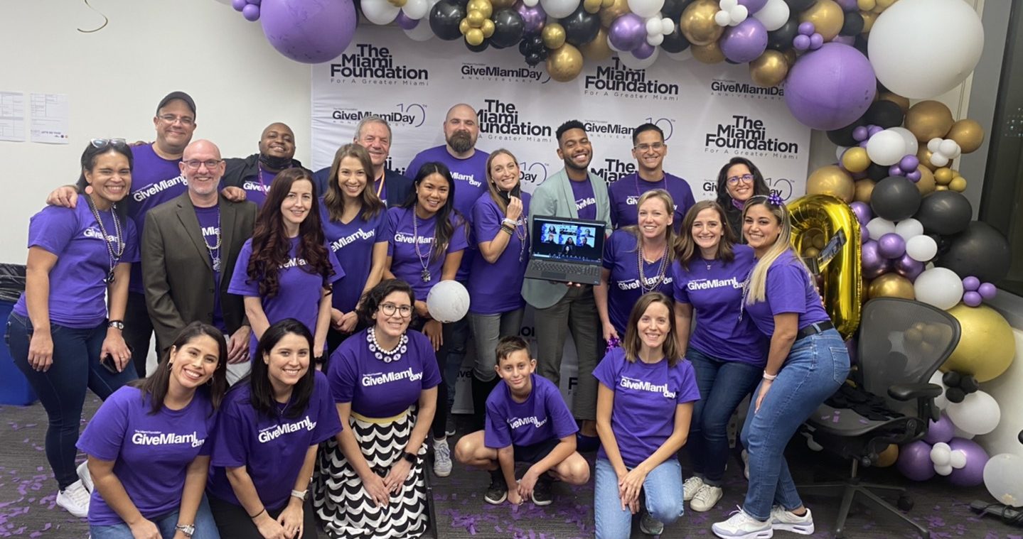 The Miami Foundation staff group photo at Give Miami Day 2021