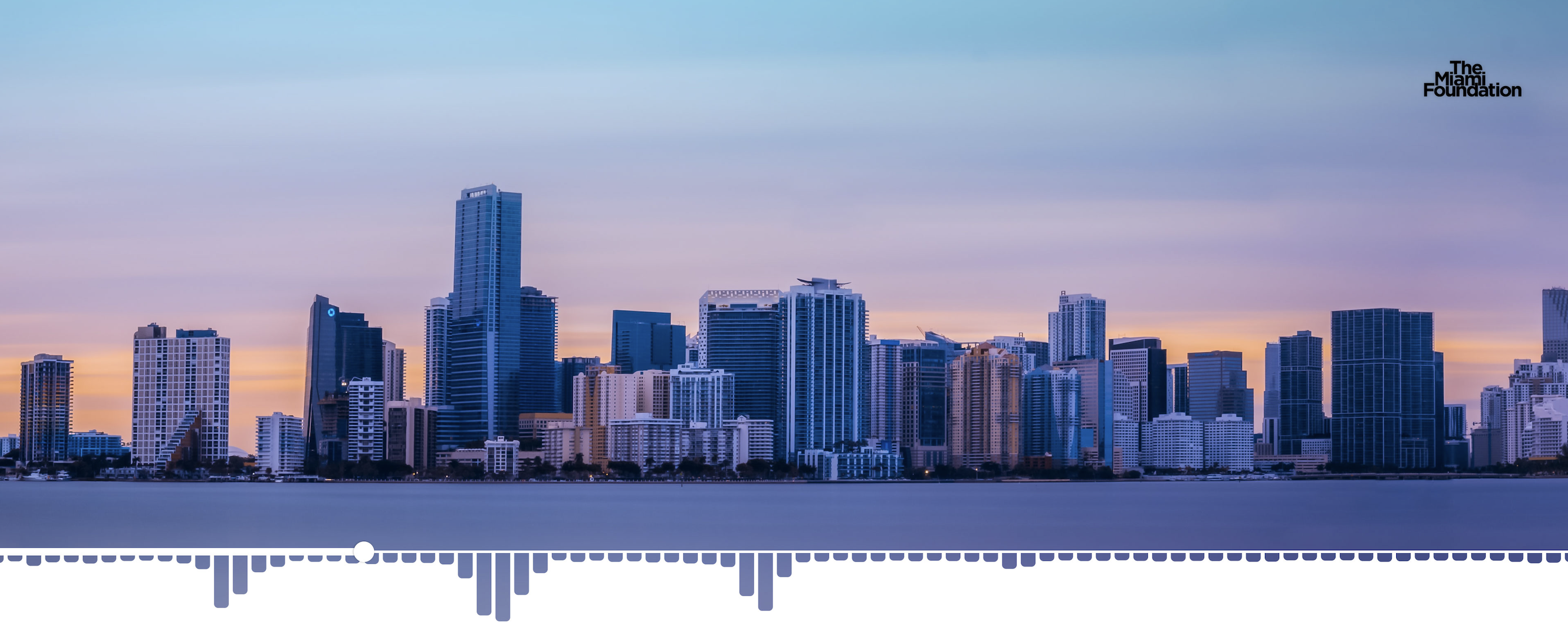 The Miami Foundation Logo in upper right corner above Miami Skyline The Miami Foundation Logo in upper right corner above Miami Skyline